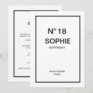 No 18 French Chic 18th Birthday Party Invitation