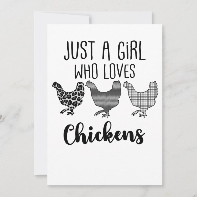No 1/2, Just A Girl Who Loves Chickens, Funny Invitation (Front)