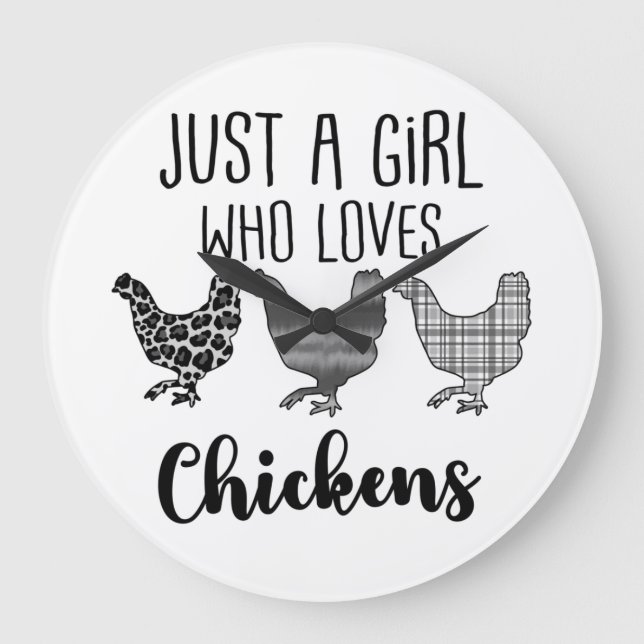 No 1/2, Just A Girl Who Loves Chickens, Funny Large Clock (Front)