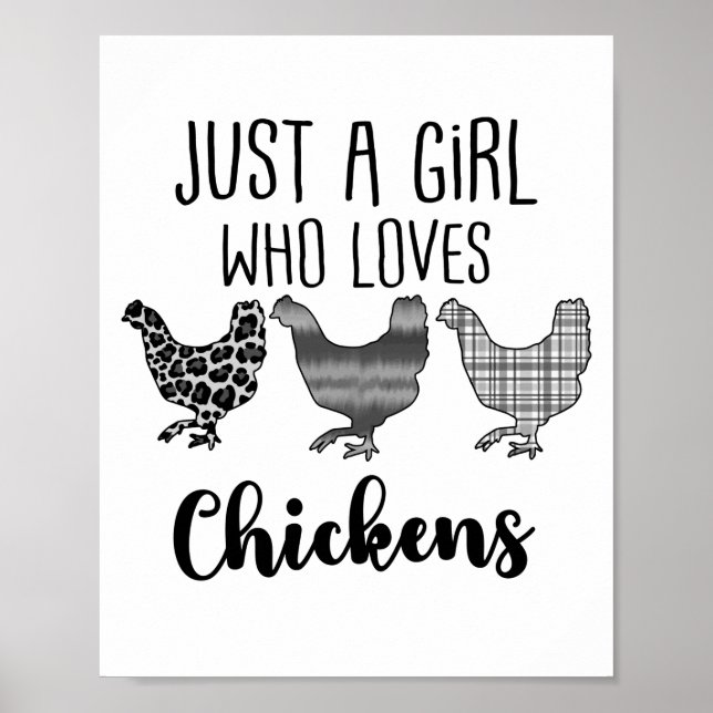 No 1/2, Just A Girl Who Loves Chickens, Funny Poster (Front)