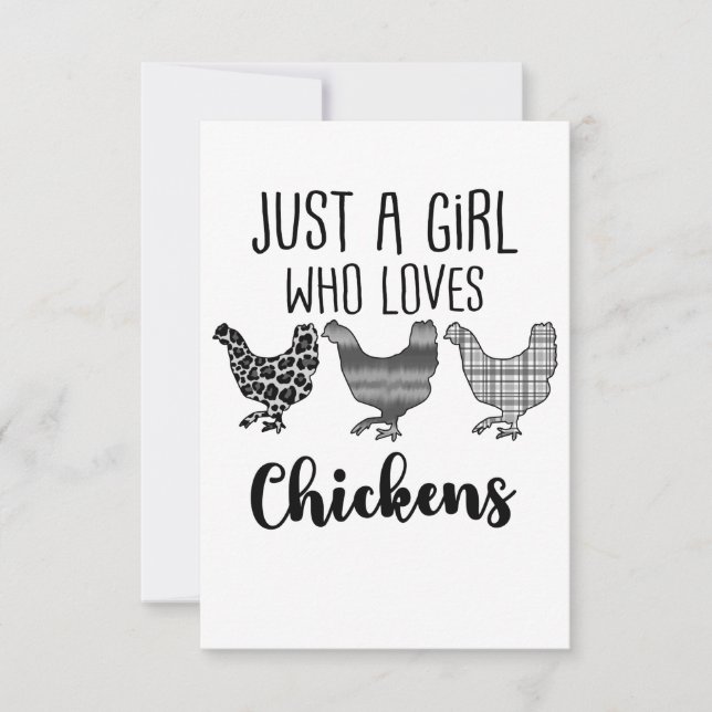 No 1/2, Just A Girl Who Loves Chickens, Funny Thank You Card (Front)