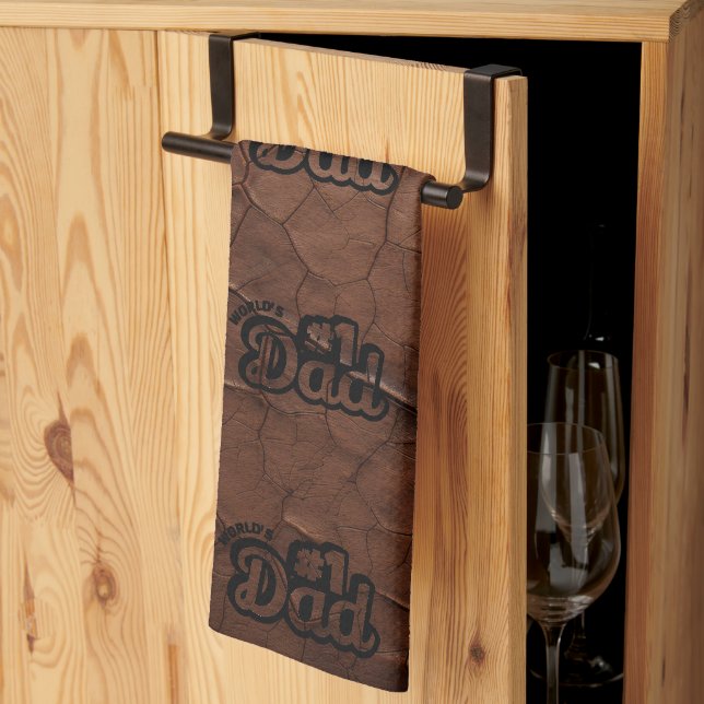 No.1 Dad-Leather Look Tea Towel (Thirds Fold)