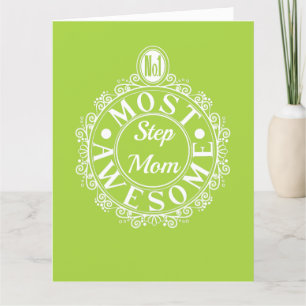 No.1 Most Awesome Stepmom Classic White on lime Card