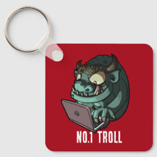 No.1 Troll Internet Troll On Laptop Cartoon Key Ring