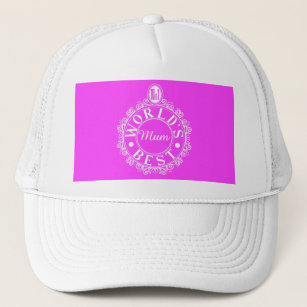 No.1 World’s Best Mum Emblem Classic White on pink Trucker Hat