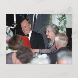 No.20 HM Queen Elizabeth II, President George Bush Postcard
