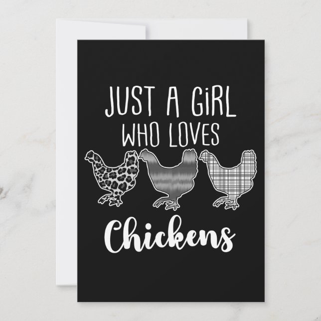No 2/2, Just A Girl Who Loves Chickens, Funny Invitation (Front)