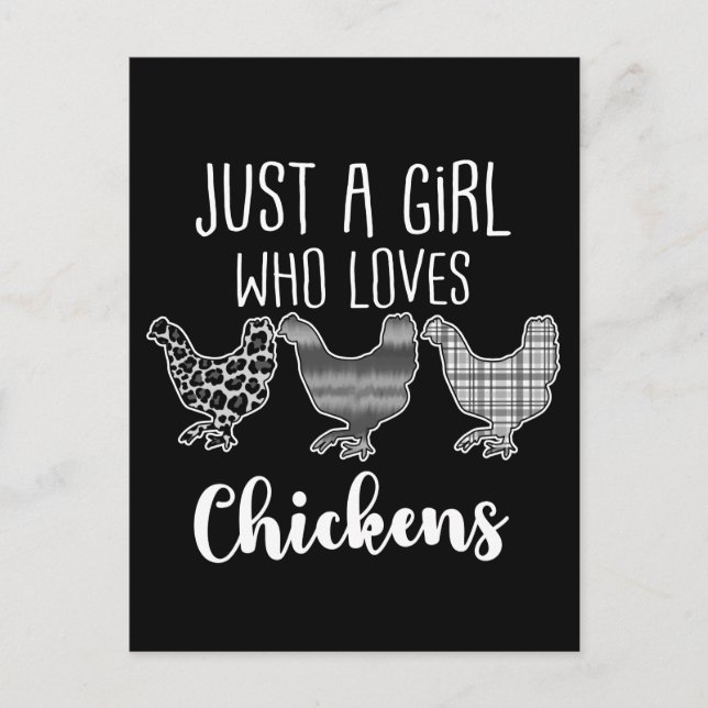 No 2/2, Just A Girl Who Loves Chickens, Funny Postcard (Front)