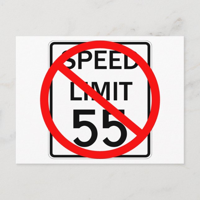 No 55 mph Speed Limit Sign Postcard (Front)