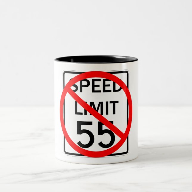 No 55 mph Speed Limit Sign Two-Tone Coffee Mug (Center)