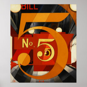 No. 5 Painting - The Figure 5 in Gold by Demuth Poster