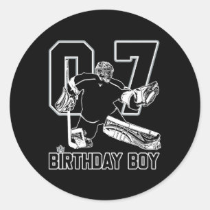 No. 7 Ice Hockey Goalie Happy 7th Birthday Boy Classic Round Sticker