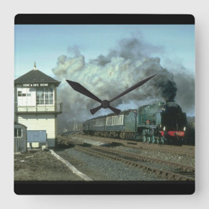 No. 850 storms along the Settle_Steam Trains Square Wall Clock