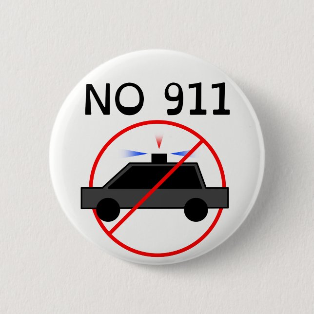 NO 911 logo B 6 Cm Round Badge (Front)