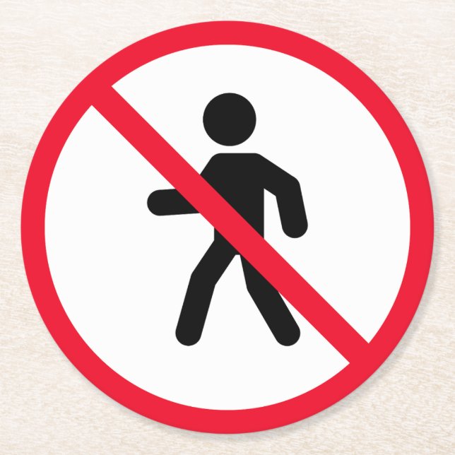 No Access Pedestrians Sign | Custom Round Coasters (Front)