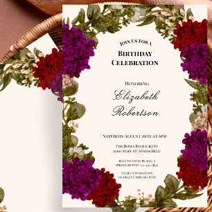 No Age Fall Floral Border Birthday Invitation