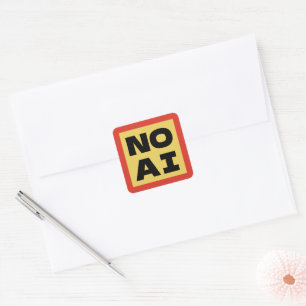 NO AI Bold Text Modern Typography Yellow Black Square Sticker