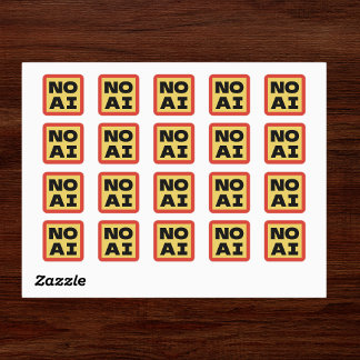 NO AI Bold Text Modern Typography Yellow Black Square Sticker