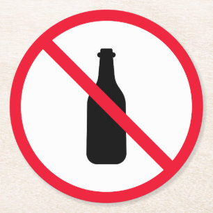 No Alcohol Red Circle Sign Custom Round Coasters