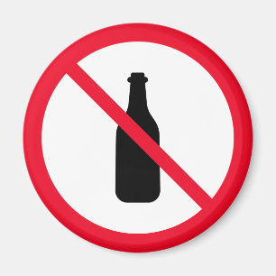 No Alcohol   Red Circle Sign   Magnet