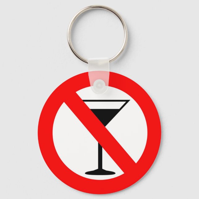 No Alcohol Sign Key Ring (Front)