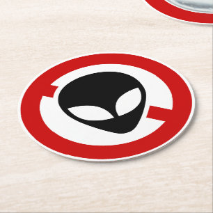 NO ALIENS ROUND PAPER COASTER