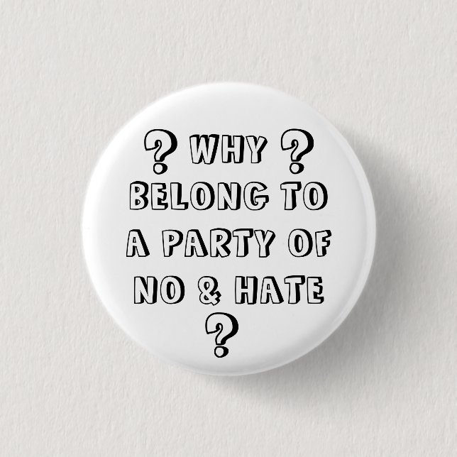 NO AND HATE 3 CM ROUND BADGE (Front)