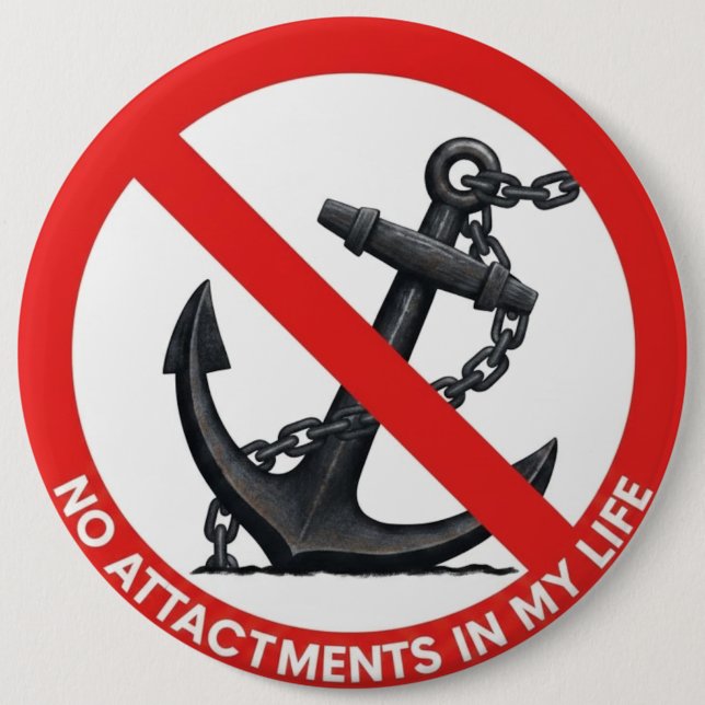 No attachments in my life 6 cm round badge (Front)