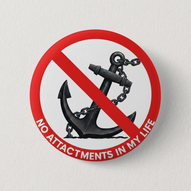 No attachments in my life 6 cm round badge (Front)