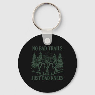 No Bad Trails Just Bad Knees Retro Hiking Bears Ca Key Ring