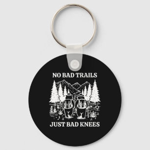 No Bad Trails Just Bad Knees Retro Hiking Bears Fu Key Ring