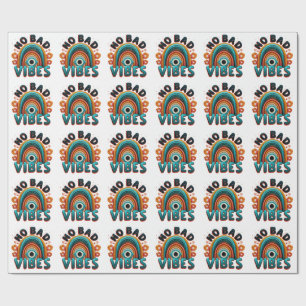 No Bad Vibes. Retro Rainbow and Eye Desig T-Shirt Wrapping Paper