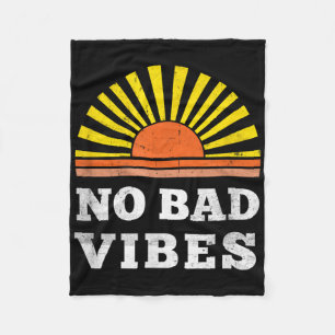 No Bad Vibes Retro Summer Sunset Think Positive We Fleece Blanket