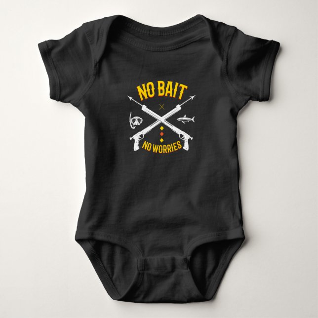 No Bait Spearfishing Harpoon Diver Baby Bodysuit (Front)