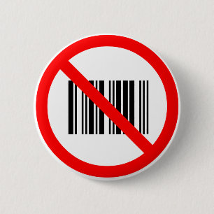 No barcodes 6 cm round badge