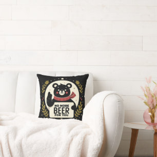 No beer for you Christmas Bear Cushion