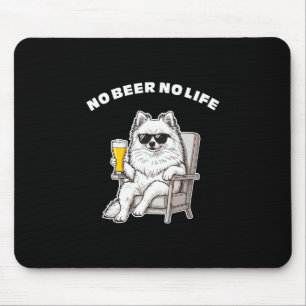 No Beer No Life Pomeranian Funny Dog With Sungles Mouse Pad