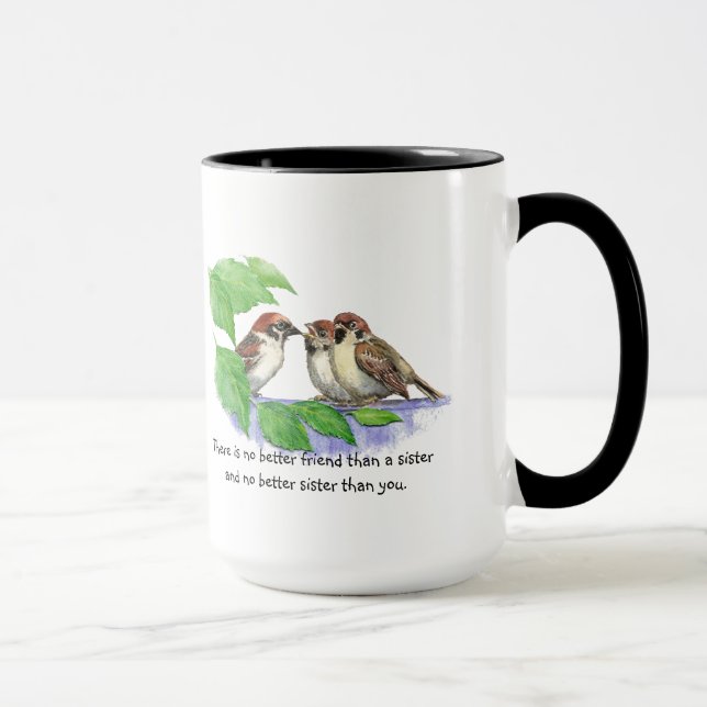 No Better Friend Sister Quote Bird Family Mug (Right)