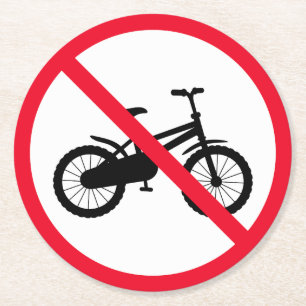 No Bicycle Prohibited Sign   Custom Round Coasters