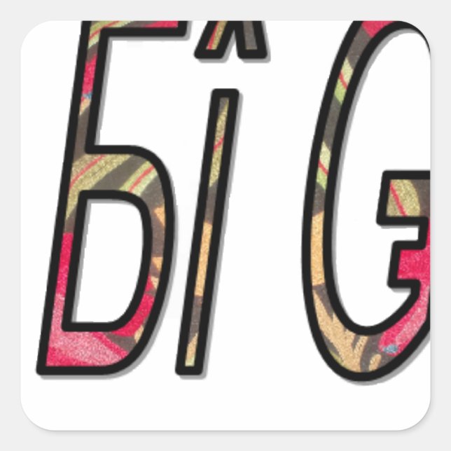 No Bigiji Text Art Print Square Sticker (Front)