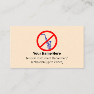 No Blue Saxes Instrument Tech Blanched Almond Business Card