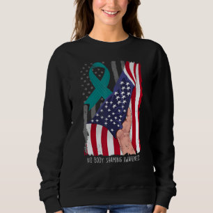 No Body Shaming Shirt Awareness American Flag Teal