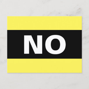 No Bold Simple Clear Black and White Postcard