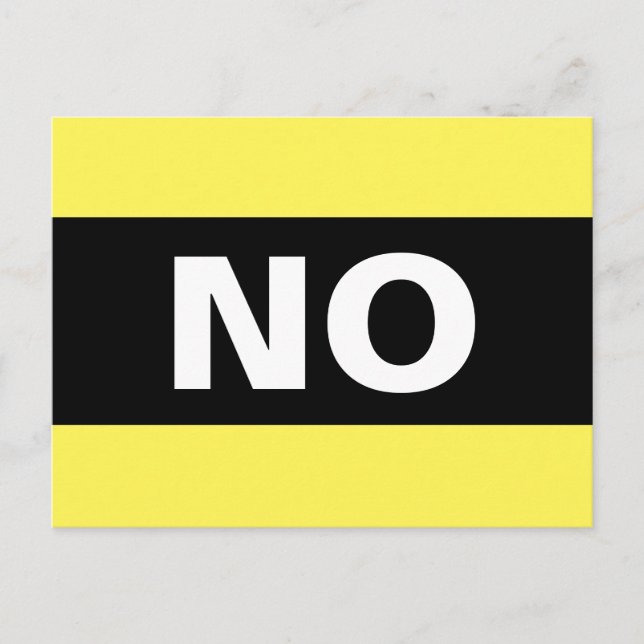 No Bold Simple Clear Black and White Postcard (Front)