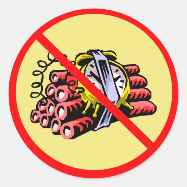 no bombs tan classic round sticker (Front)