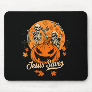 No Bones About It Jesus Saves Christian Halloween  Mouse Pad