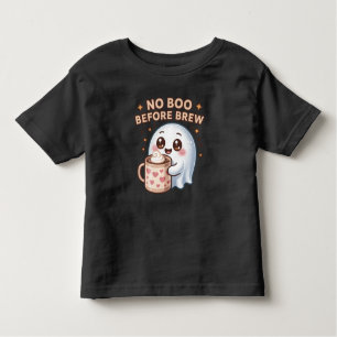 No Boo Before Brew Funny Halloween Ghost Coffee Toddler T-Shirt