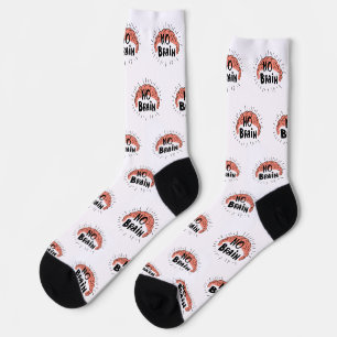 No Brain Funny Text Socks