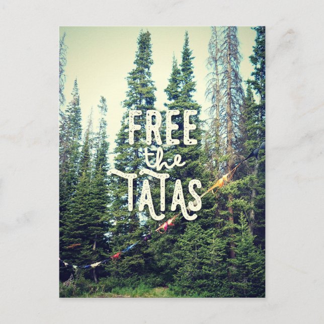 No Bras Allowed In The Forest Postcard (Front)