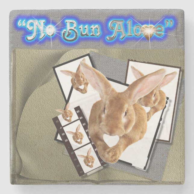 No Bun Alone  Stone Coaster (Front)
